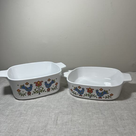 Corningware Country Festival Blue Bird Set of 2 Dishes 1 Qt 1.5 Qt Vintage‎ 75 - Picture 1 of 9